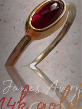 Retired  James Avery ( rare) red garnet  14kt Gold and  925 Silver Stacking Ring